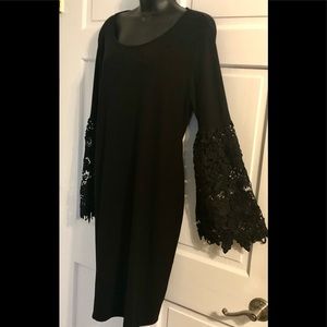 Elegant Alfani black lace sleeve dress 16w.